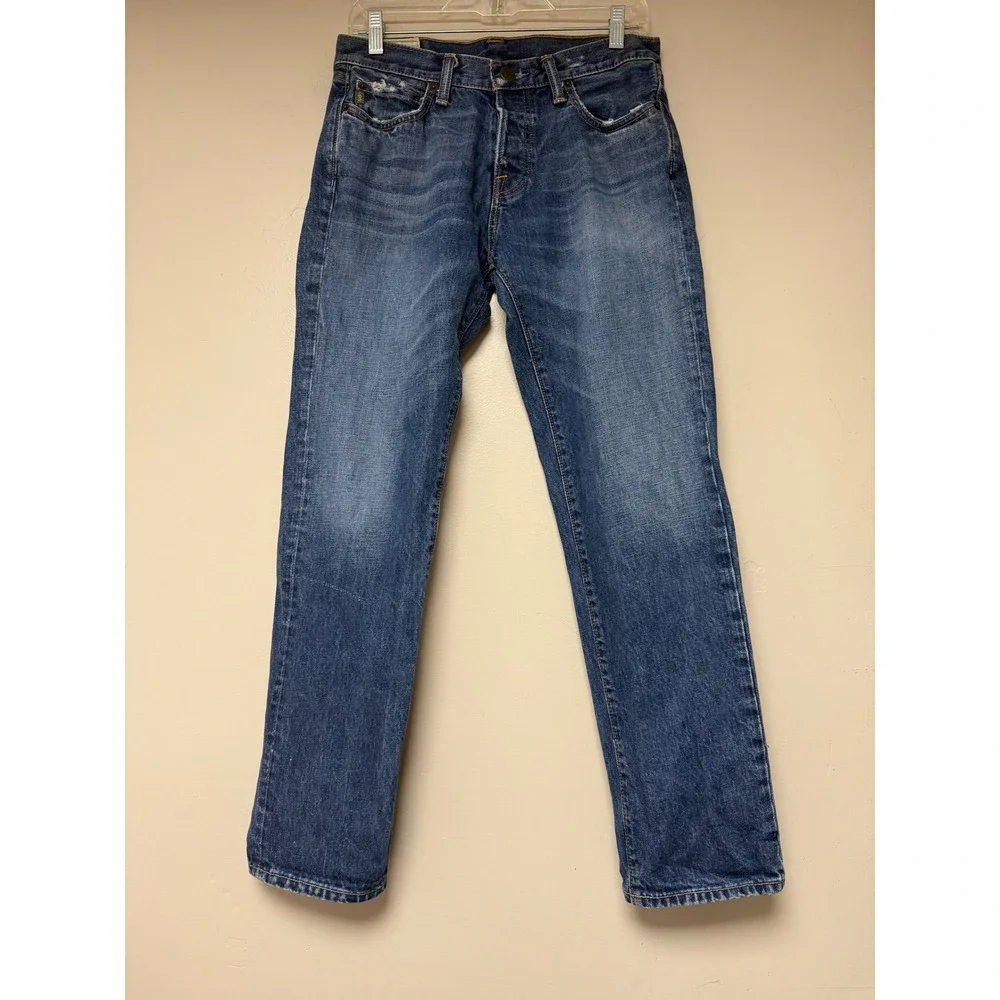 Abercrombie Fitch Mens Jeans W30‎ L30 Straight Fit Blue Denim Distressed